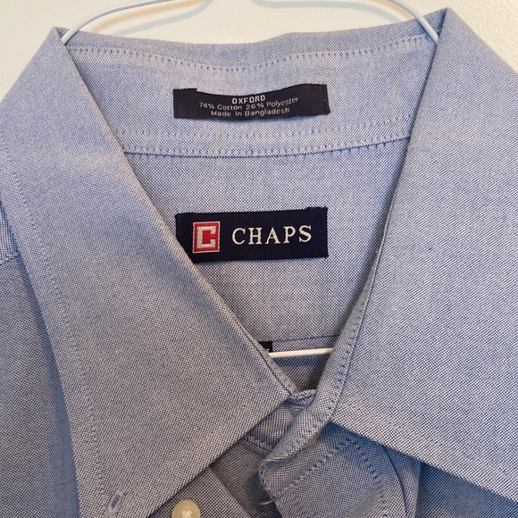 MEN’S CHAPS BLUE BUTTON DOWN DRESS SHIRT! - Picture 2 of 3